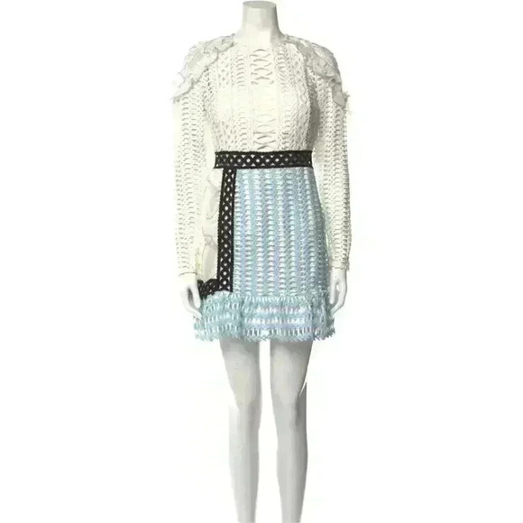 SELF-PORTRAIT Lace Pattern Mini Dress, Size 10 - Picture 1 of 7